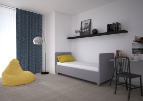 Jednolôžko Fiona v rozmere 90x200 cm, v poťahu Malmö New 83, hlavové + nožné čelo, interiér