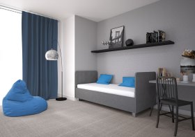 Jednolôžko Fiona v rozmere 90x200 cm, v poťahu Malmö New 95, hlavové + nožné čelo, interiér