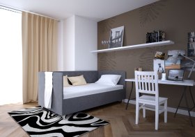 Jednolôžko Fiona v rozmere 110x200 cm, v poťahu Malmö New 95, hlavové + bočné + nožné čelo, interiér