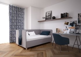 Jednolôžko Fiona v rozmere 110x200 cm, v poťahu Malmö New 83, hlavové + bočné + nožné čelo, interiér