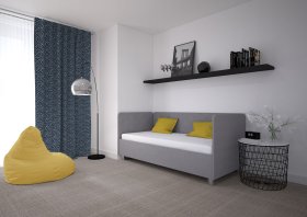 Jednolôžko Fiona v rozmere 90x200 cm, v poťahu Malmö New 83, hlavové + bočné + nožné čelo, interiér