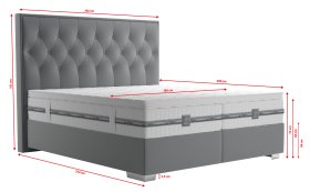 Boxspring Padmé v rozmere 180x200 cm, v poťahu Salvador 17, rozmery