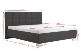 Dvojlôžko Kelly v rozmere 180x200 cm, v poťahu Loft Grey, rozmery