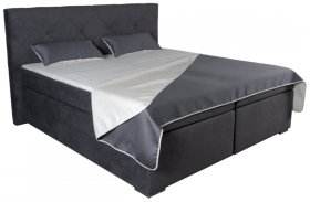 Boxspring Jasmin v rozmere 180x200 cm, v poťahu Matrix 17, s topperom, s prikrývkou a vankúšikmi v poťahu Bartoli Duo 18