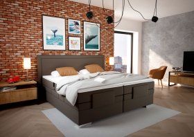 Boxspring Margo v rozmere 200x200 cm, v poťahu Arte 5 Stone, interiér