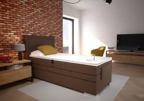 Boxspring Margo v rozmere 90x200 cm, v poťahu Enjoy 4 Brown, interiér
