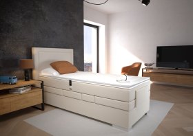 Boxspring Margo v rozmere 90x200 cm, v poťahu Enjoy 1 Beige, interiér