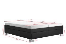 Dvojlôžko Nadia v rozmere 180x200 cm, v poťahu Loft Black, rozmery