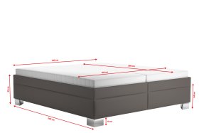 Dvojlôžko Nadia v rozmere 180x200 cm, v poťahu Loft Coffee, rozmery