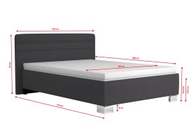 Jednolôžko Sendy v rozmere 140x200 cm, v poťahu Milano 9000, rozmery