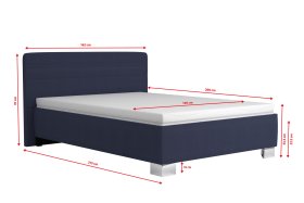 Jednolôžko Sendy v rozmere 140x200 cm, v poťahu Milano 3920 Nav, rozmery