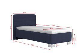 Jednolôžko Sendy v rozmere 90x200 cm, v poťahu Milano 3920 Nav, rozmery