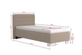Jednolôžko Sendy v rozmere 90x200 cm, v poťahu Milano 9110, rozmery