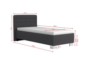 Jednolôžko Sendy v rozmere 90x200 cm, v poťahu Milano 9000, rozmery
