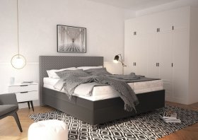 Dvojlôžko Sonia v rozmere 180x200 cm, v poťahu Aston 17 a Nero Grey, interiér