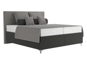 Dvojlôžko Sonia v rozmere 180x200 cm, v poťahu Aston 17 a Nero Grey, s prikrývkou a vankúšikmi