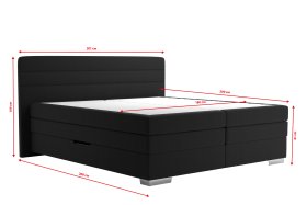 Boxspring Maria v rozmere 160x200 cm, v poťahu Bravo 14 Black, rozmery