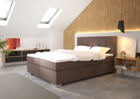 Boxspring Potenza v rozmere 160x200 cm, v poťahu Prima 6 Taupe, interiér