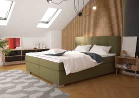 Boxspring Potenza v rozmere 180x200 cm, v poťahu Prima 10 Olive, interiér