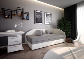 Válenda Rodrigo do pravého rohu v rozmere 90x200 cm, v poťahu Enjoy 23 Ash / Loft 1, interiér