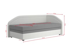 Válenda Rodrigo do pravého rohu v rozmere 90x200 cm, v poťahu Enjoy 23 Ash / Loft 1, rozmery