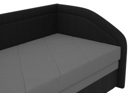 Válenda Rodrigo do pravého rohu v rozmere 90x200 cm, v poťahu Enjoy 23 Ash / Loft Black, detail čela