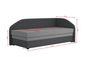 Válenda Rodrigo do pravého rohu v rozmere 90x200 cm, v poťahu Enjoy 23 Ash / Loft Grey, rozmery