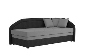 Válenda Rodrigo do pravého rohu v rozmere 90x200 cm, v poťahu Enjoy 23 Ash / Loft Black, dekoračné vankúšiky