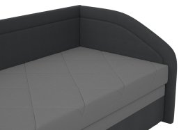 Válenda Rodrigo do pravého rohu v rozmere 90x200 cm, v poťahu Enjoy 23 Ash / Loft Grey, detail čela