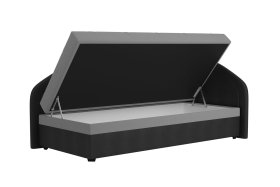 Válenda Rodrigo do pravého rohu v rozmere 90x200 cm, v poťahu Enjoy 23 Ash / Loft Black, úložný priestor