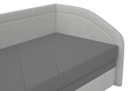 Válenda Rodrigo do pravého rohu v rozmere 90x200 cm, v poťahu Enjoy 23 Ash / Loft 1, detail čela