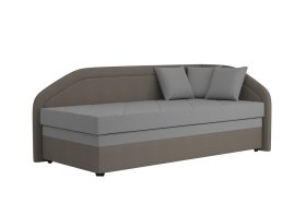 Válenda Rodrigo do pravého rohu v rozmere 90x200 cm, v poťahu Enjoy 23 Ash / Loft Coffee, dekoračné vankúšiky