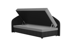 Válenda Rodrigo do ľavého rohu v rozmere 90x200 cm, v poťahu Enjoy 23 Ash / Loft Black, úložný priestor