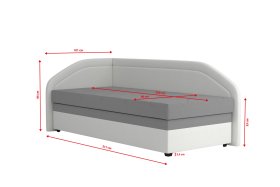 Válenda Rodrigo do ľavého rohu v rozmere 90x200 cm, v poťahu Enjoy 23 Ash / Loft 1, rozmery