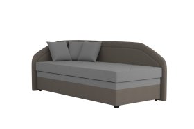 Válenda Rodrigo do ľavého rohu v rozmere 90x200 cm, v poťahu Enjoy 23 Ash / Loft Coffee, dekoračné vankúšiky