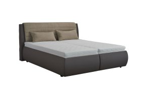 Dvojlôžko Durango v rozmere 180x200 cm, v poťahu Loft Coffee a Enjoy 2 Camel, s vankúšikmi v poťahu Enjoy 2 Camel