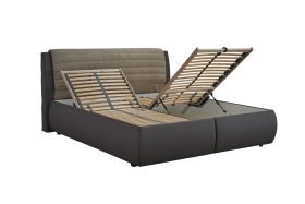 Dvojlôžko Durango v rozmere 180x200 cm, v poťahu Loft Coffee a Enjoy 2 Camel, ukážka polohovania roštu