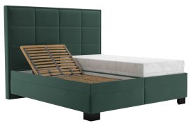 Dvojlôžko Sabrina v rozmere 180x200 cm, v poťahu Tiffany 10 DK Green, polohovanie hlavy