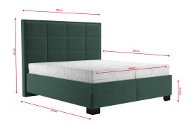 Dvojlôžko Sabrina v rozmere 180x200 cm, v poťahu Tiffany 10 DK Green, rozmery