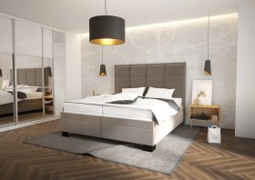 Dvojlôžko Sabrina v rozmere 180x200 cm, v poťahu Tiffany 29 Taupe, interiér