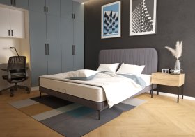 Dvojlôžko Sanela v rozmere 180x200 cm, v šedočiernom poťahu, interiér