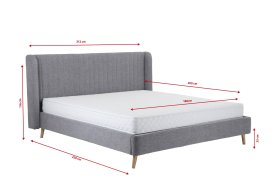 Dvojlôžko Rena v rozmere 180x200 cm, v šedom poťahu, rozmery
