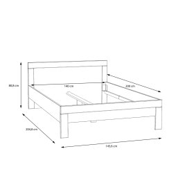 Posteľ Snore 140x200 cm, biela, rozmery