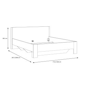 Posteľ Koya 160x200 cm, biela, bielený dub, rozmery