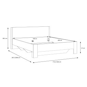 Posteľ Koya 160x200 cm, biela, bielený dub, rozmery