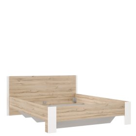 Posteľ Koya 160x200 cm, biela, bielený dub, bez matraca