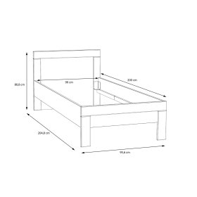 Posteľ Snore 90x200 cm, biela, rozmery