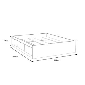 Posteľ Vaur 160x200 cm, dub sonoma, rozmery