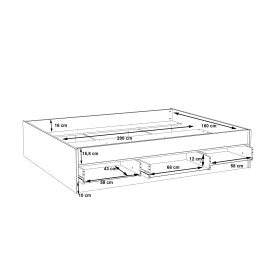 Posteľ Vaur 160x200 cm, dub sonoma, rozmery