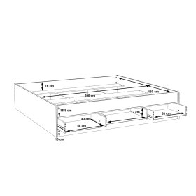 Posteľ Vaur 180x200 cm, dub sonoma, rozmery